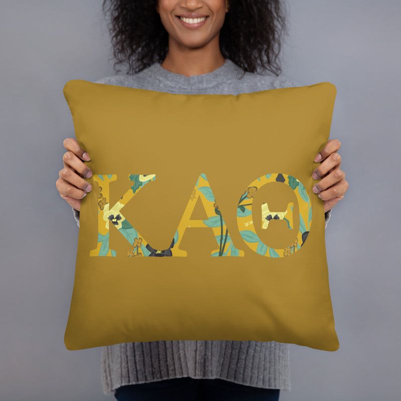 Kappa Alpha Theta Greek Letters Pillow showing front of pillow