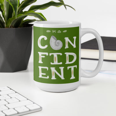 Kappa Delta KD Confident Green Mug shown in office