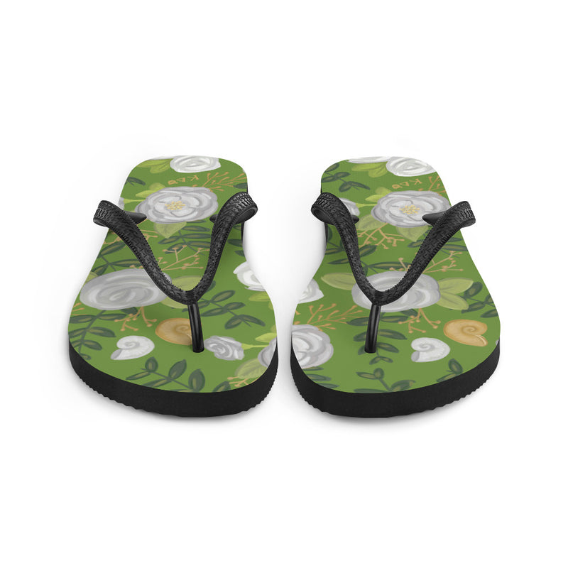 Kappa Delta Floral Print Flip-Flops, Green in front view
