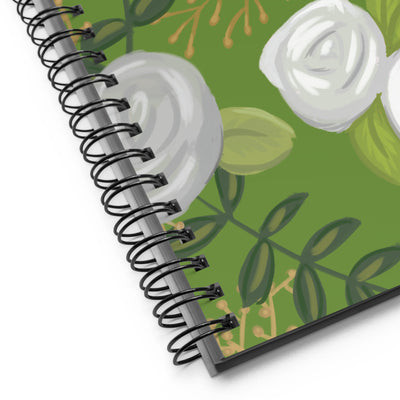 Kappa Delta White Rose Floral Print Spiral Notebook showing product details