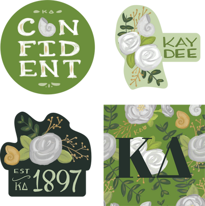 Kappa Delta Sorority Stickers come in 4 unique designs