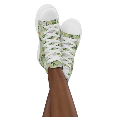 Kappa Delta Floral Print High Tops, Light Green on crossed feet