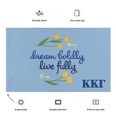 Kappa Kappa Gamma Dream Boldly. Live Fully Flag with product details