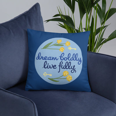 Kappa Kappa Gamma Dream Boldly. Live Fully. Pillow on a chair