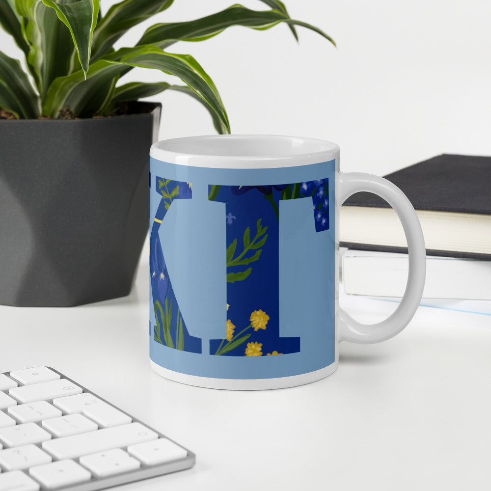 Kappa Kappa Gamma Greek Letter Blue Glossy Mug