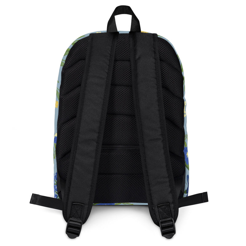Kappa Kappa Gamma floral print backpack showing backstraps