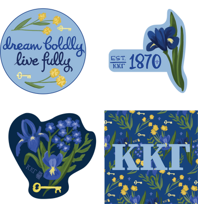 Kappa Kappa Gamma sorority stickers come with 4 different designs