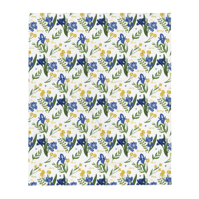 Kappa Kappa Gamma Fleur de Key White Throw Blanket shown in flat view