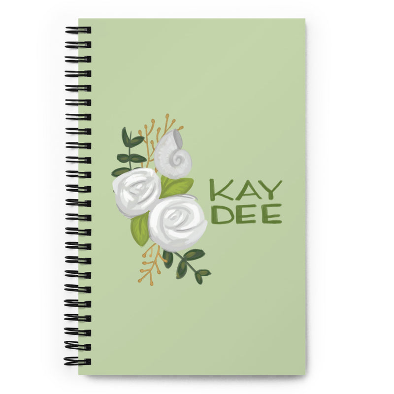 Kappa Delta Kay Dee Rose and Nautilus Spiral Notebook showing front cover