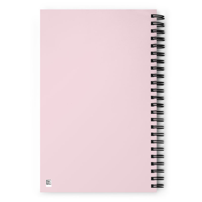 Phi Mu Carnation Design Spiral Notebook showing solid back cover in light pink