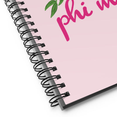 Phi Mu Carnation Design Spiral Notebook showing product details