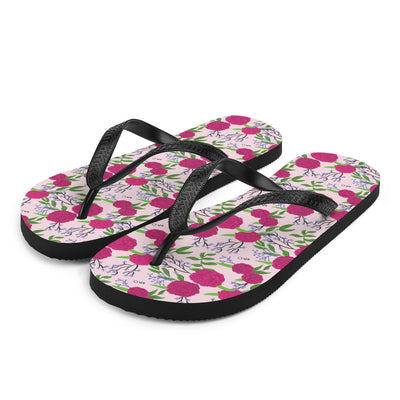 Phi Mu Carnation Floral Print Pink Flip-Flops showing right side view