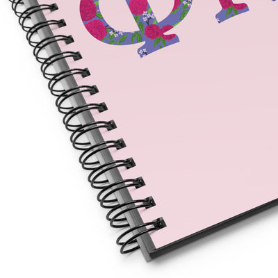 Phi Mu Letters Spiral Notebook showing product details