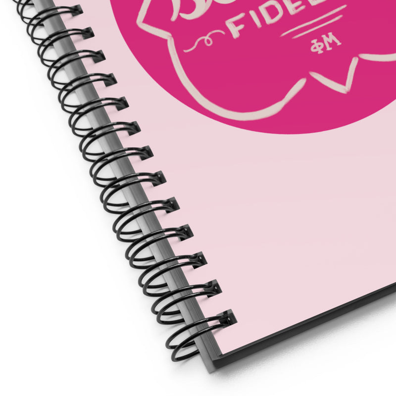 Phi Mu Motto Les Soeurs Fideles Spiral Notebook showing product details