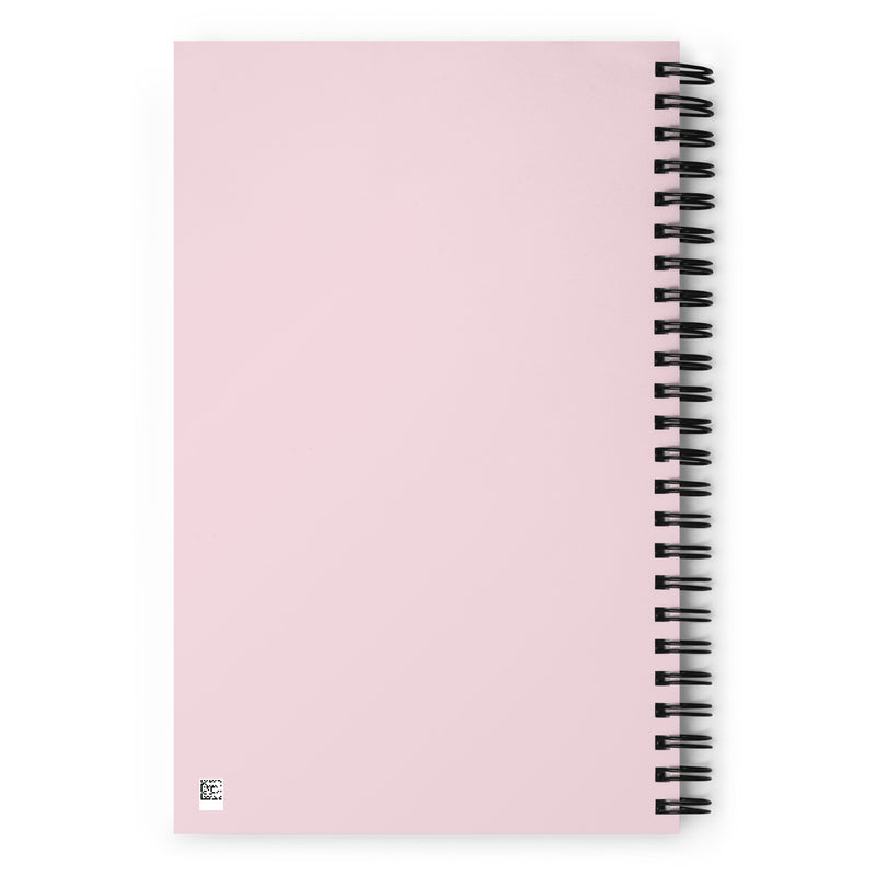 Phi Mu Letters Spiral Notebook showing back cover in matching light pink