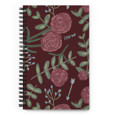 Pi Beta Phi Floral Print Spiral Notebook showing hand drawn design