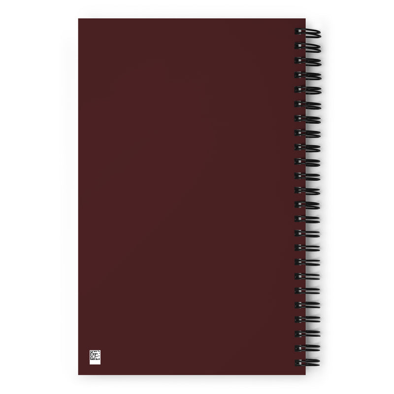 Pi Beta Phi Wine Carnation Floral Print Spiral Notebook showing solid back cover