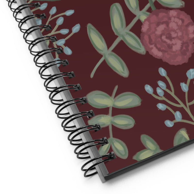 Pi Beta Phi Wine Carnation Floral Print Spiral Notebook showing product detail