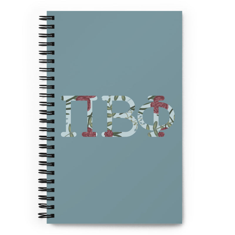 Pi Beta Phi Greek Letters Spiral Notebook showing front cover