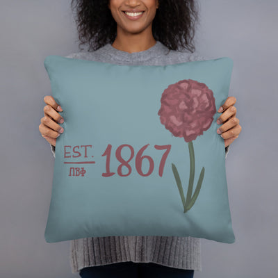 Pi Beta Phi 1867 Founding Date Pillow in model's hands