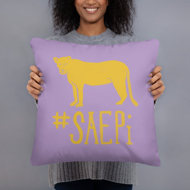 SAEPi Motto and Mascot Two-Sided Pillow showing back of pillow
