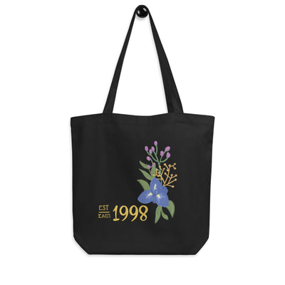 Sigma Alpha Epsilon Pi Eco Tote Bag in black shown hanging on hook