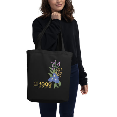 Sigma Alpha Epsilon Pi 1998 Eco Tote Bag in black shown on model's arm