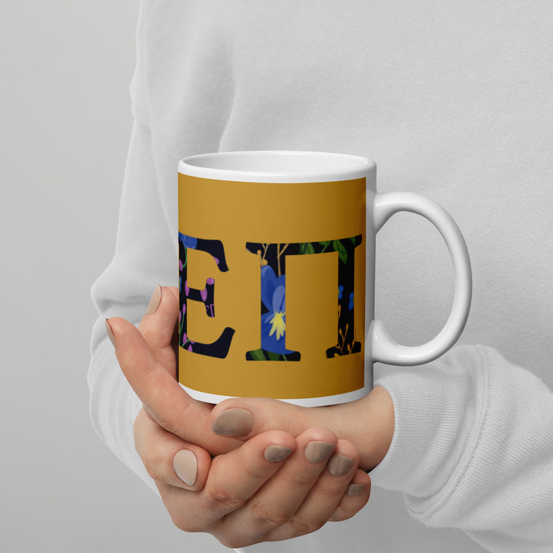 Sigma Alpha Epsilon Pi Letters Mug shown in woman&