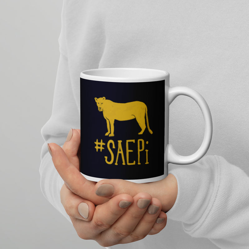 Sigma Alpha Epsilon Pi Lioness Mug in 11 oz size in woman&