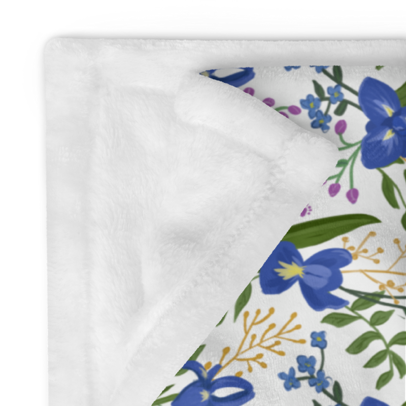 Sigma Alpha Epsilon Pi Floral Print Throw Blanket in white shown folded