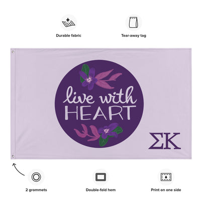 Sigma Kappa Live With Heart Flag showing product details