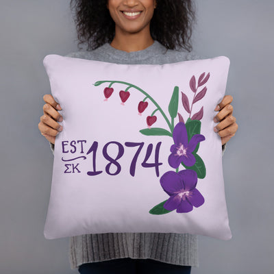 Sigma Kappa 1874 Reversible Pillow in lavender shown in model's hands