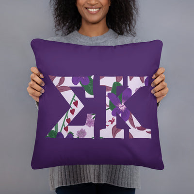Sigma Kappa Greek Letters Pillow in model's hands