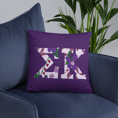 Sigma Kappa Greek Letters Pillow on chair