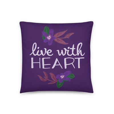 Sigma Kappa Live With Heart Reversible Pillow showing hand drawn design
