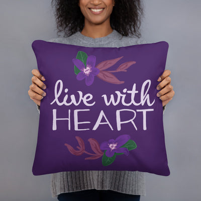 Sigma Kappa Live With Heart Reversible Pillow shown in model's hands