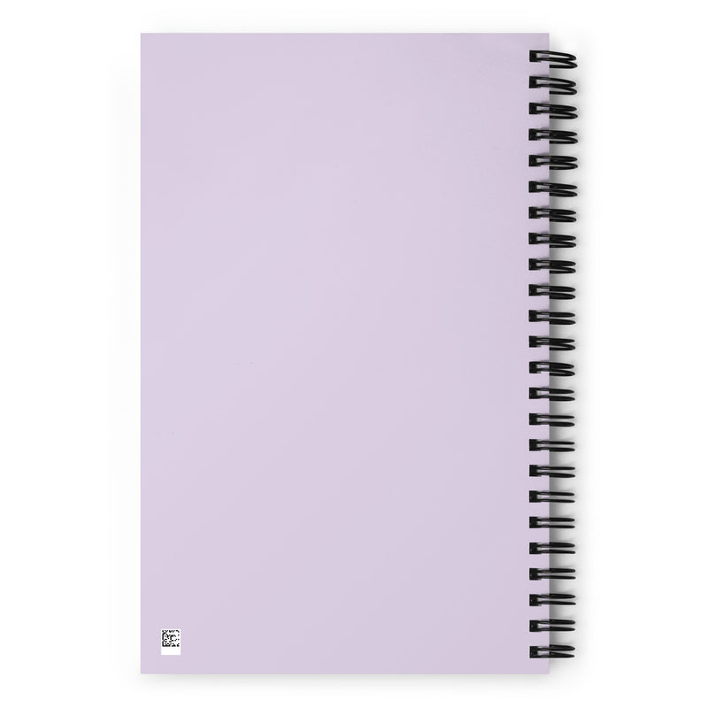 Sigma Kappa Violet Floral Print Spiral Notebook showing back cover in solid matching lavender color