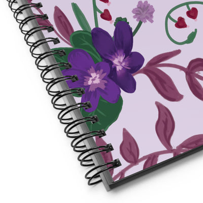 Sigma Kappa Violet Floral Print Spiral Notebook showing product details