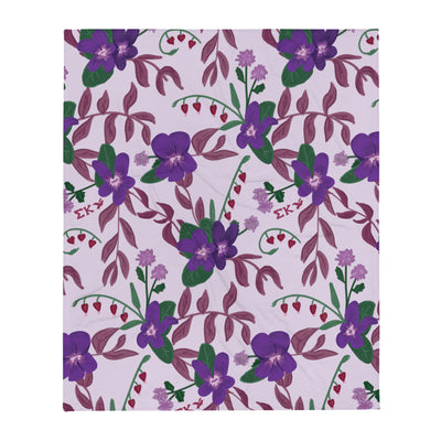 Sigma Kappa Lavender Violet Print Throw Blanket showing full size view