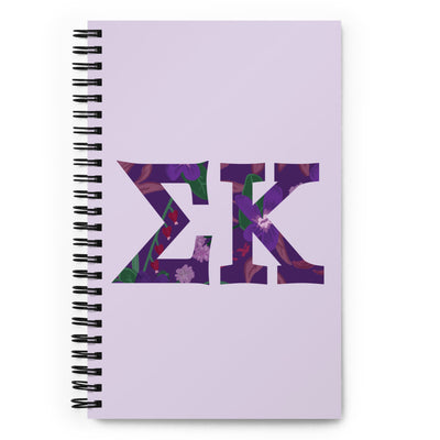 Sigma Kappa filled Letters Notebook showing letters filled with wild violet floral print