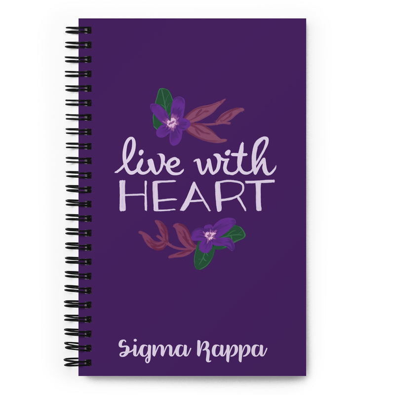 Sigma Kappa Live With Heart Spiral Notebook showing hand drawn design