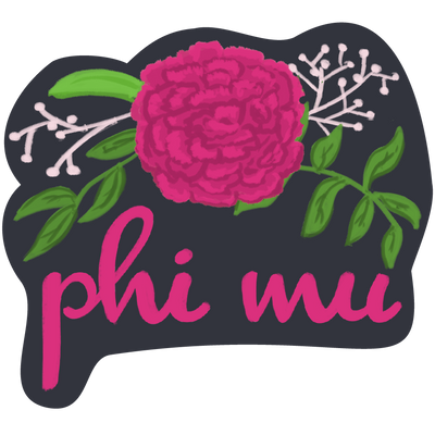 Phi Mu Sorority Stickers showing hand drawn design