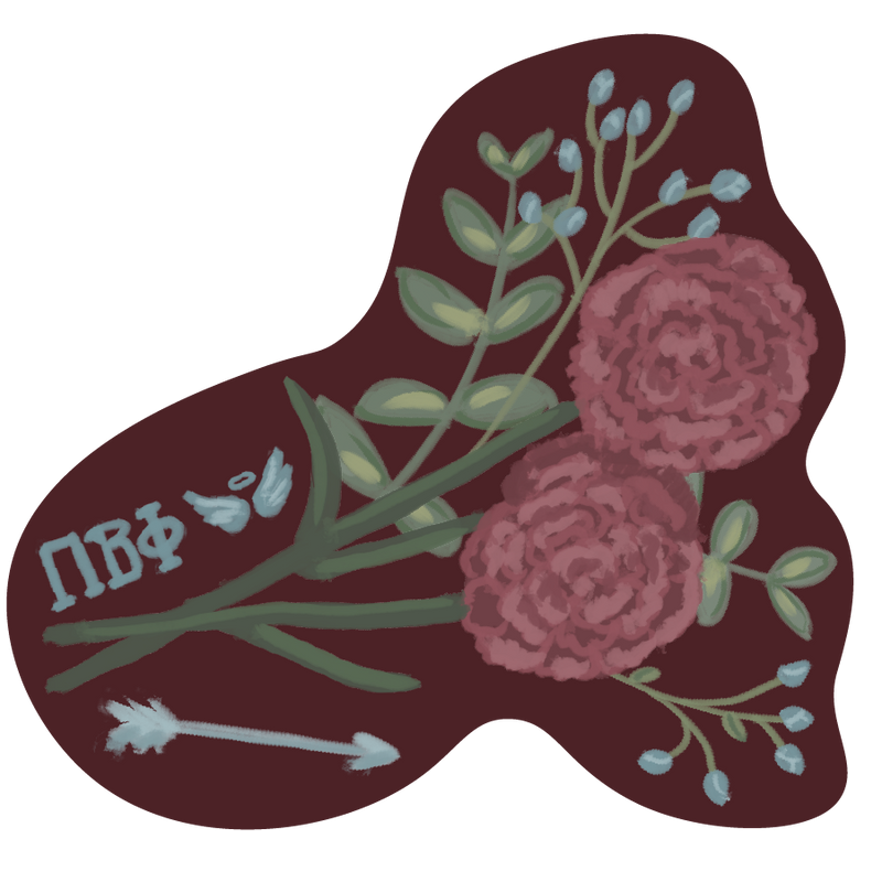 Pi Beta Phi Sorority Stickers with wine-colored carnation design