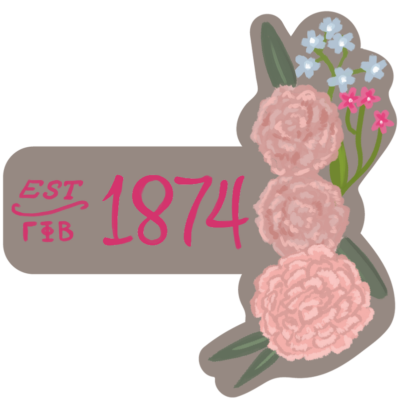 Gamma Phi Beta Sorority Sticker with 1874 founding date