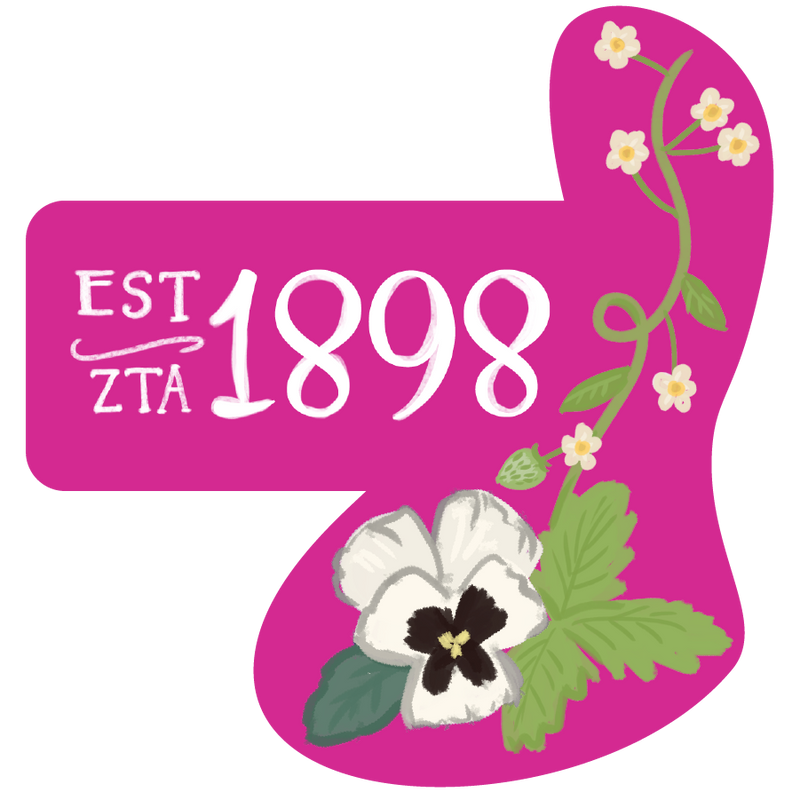 Zeta Tau Alpha Sorority Stickers featuring the ZTA 1898 Founding Year