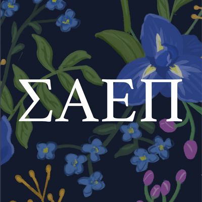 Our SAEPi sticker features the sorority flower and Greek letters  