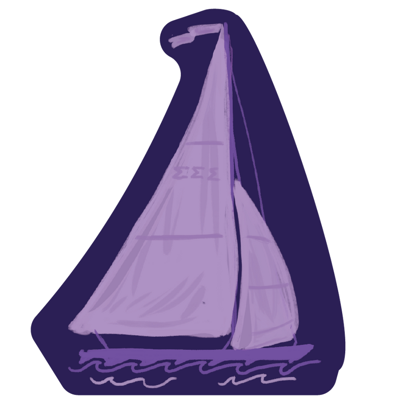 Tri Sigma Sorority Stickers showing sailboat mascot design