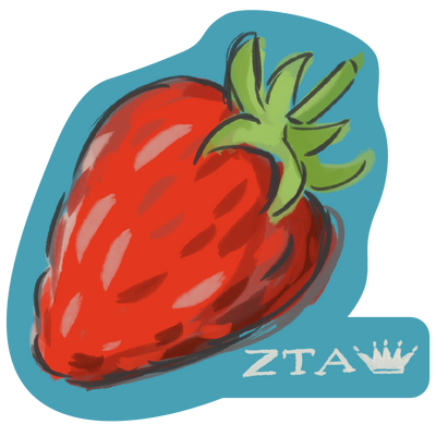 Zeta Tau Alpha Sorority Sticker with Zeta Strawberry, Crown + ZTA