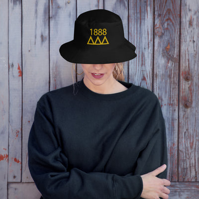 Tri Delta 1888 Founding Date Bucket Hat in black on model