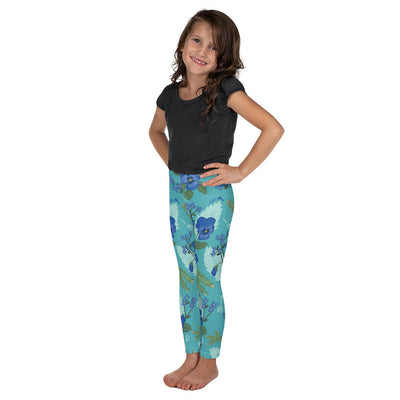 Tri Delta Sorority Kid's Leggings in teal shown in side view on model